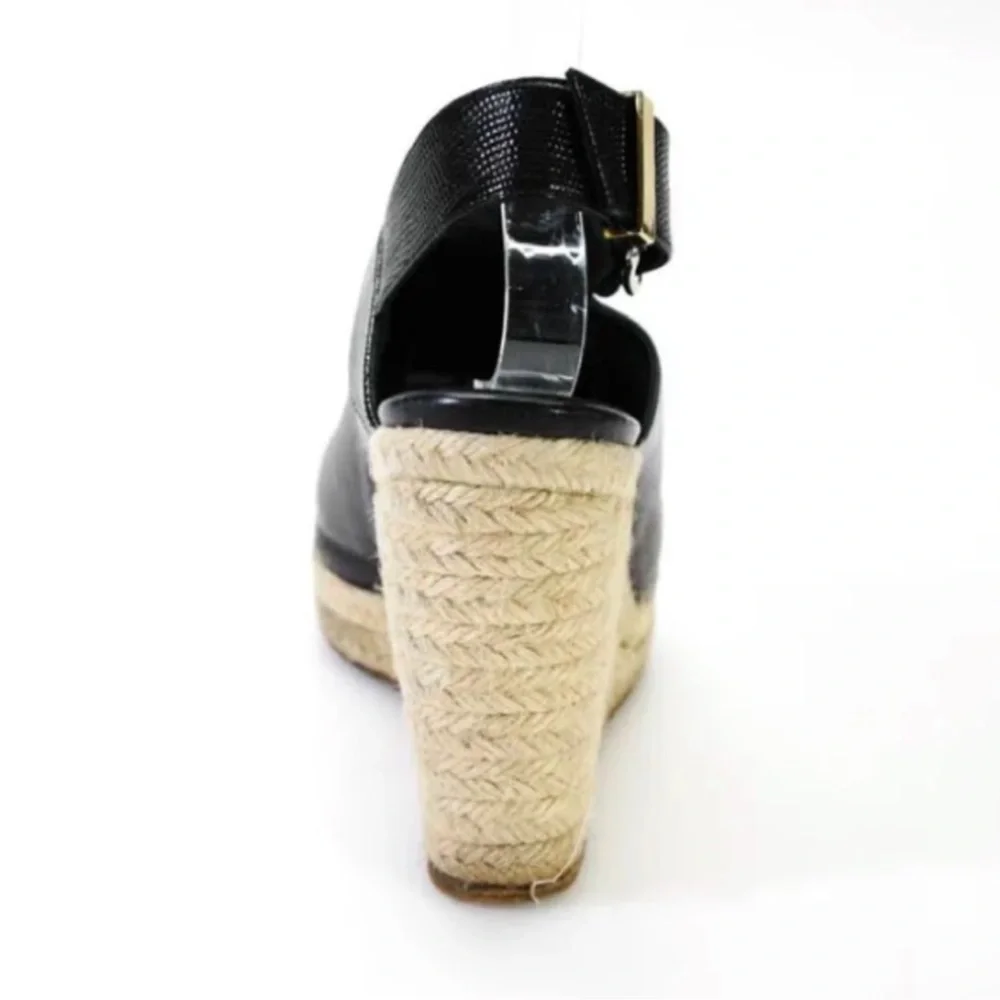 Authentic Balenciaga luxury designer black leather wedges sandals espadrilles 9